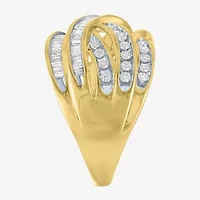 Womens 1 CT. T.W. Natural White Diamond 10K Gold Crossover Cocktail Ring