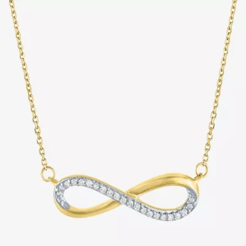 Womens Diamond Accent Natural White Diamond 10K Gold Infinity 18 Inch Pendant Necklace