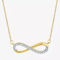 Womens Diamond Accent Natural White Diamond 10K Gold Infinity 18 Inch Pendant Necklace