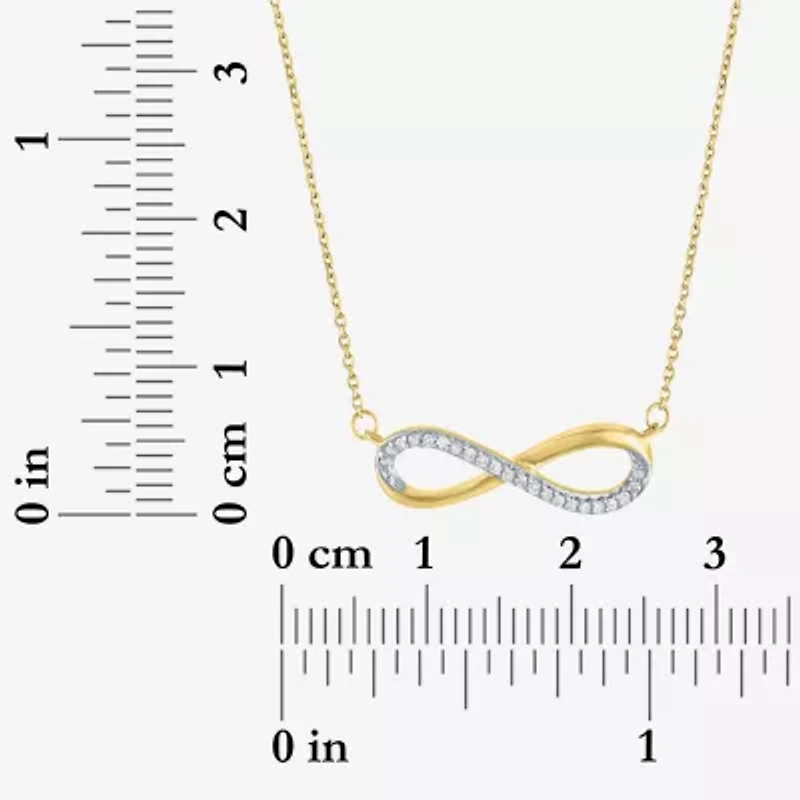 Womens Diamond Accent Natural White Diamond 10K Gold Infinity 18 Inch Pendant Necklace