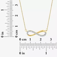 Womens Diamond Accent Natural White Diamond 10K Gold Infinity 18 Inch Pendant Necklace