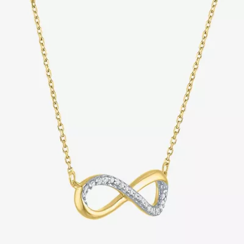 Womens Diamond Accent Natural White Diamond 10K Gold Infinity 18 Inch Pendant Necklace