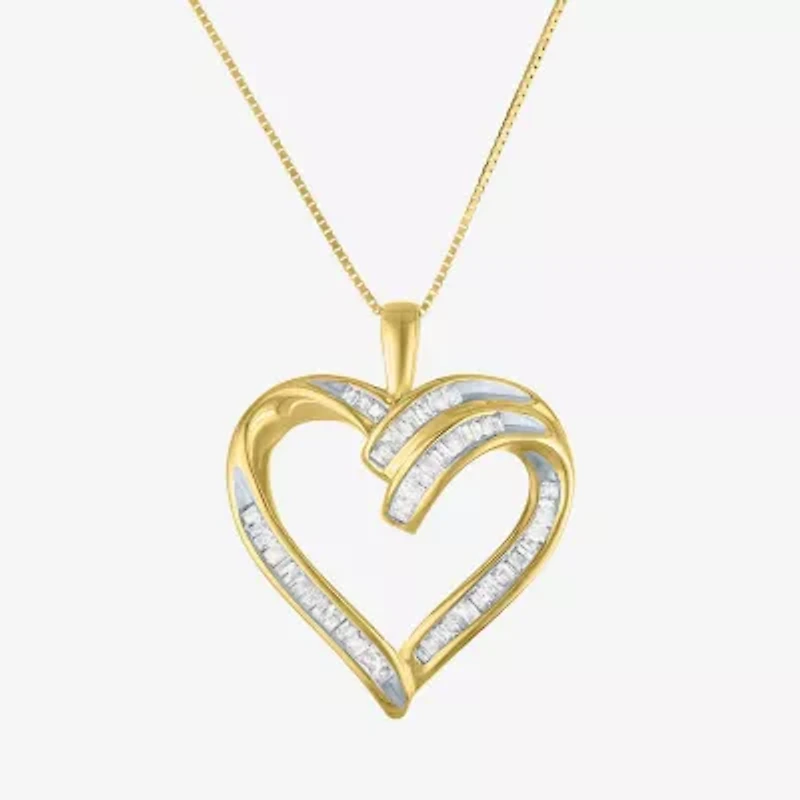 1/3 CT.T.W. Natural Diamond 10K Yellow Gold Heart Pendant Necklace