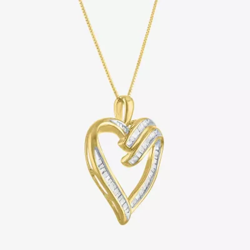 1/3 CT.T.W. Natural Diamond 10K Yellow Gold Heart Pendant Necklace