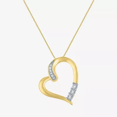 Diamond-Accent 10K Yellow Gold Tilted Openwork Heart Pendant