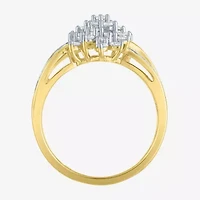 (G-H / Si2-I1) Womens 1 CT. T.W. Lab Grown White Diamond 10K Gold Cluster Side Stone Cocktail Ring