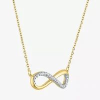 G-H / Si2-I1 Womens Diamond Accent Lab Grown White Diamond 10K Gold Infinity 16 Inch Pendant Necklace