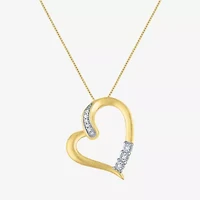 G-H / Si2-I1 Womens Diamond Accent Lab Grown White Diamond 10K Gold Heart 18 Inch Pendant Necklace