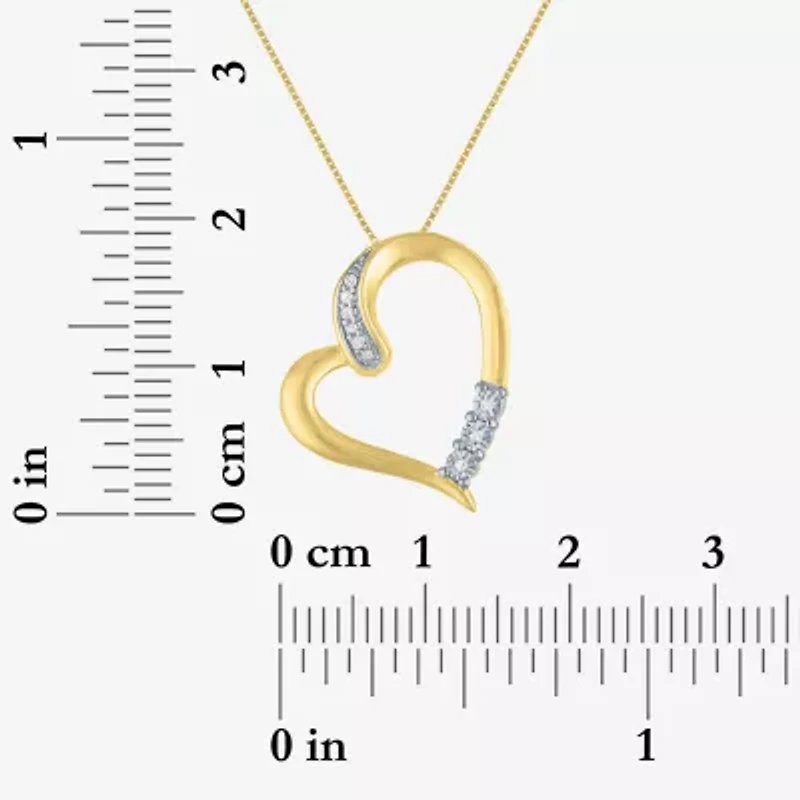 G-H / Si2-I1 Womens Diamond Accent Lab Grown White Diamond 10K Gold Heart 18 Inch Pendant Necklace