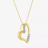 G-H / Si2-I1 Womens Diamond Accent Lab Grown White Diamond 10K Gold Heart 18 Inch Pendant Necklace