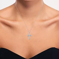(G-H / Si2-I1)  Womens 1/3 CT. T.W. Lab Grown White Diamond 10K Gold Cross 18 Inch Pendant Necklace