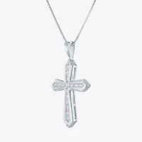 (G-H / Si2-I1)  Womens 1/3 CT. T.W. Lab Grown White Diamond 10K Gold Cross 18 Inch Pendant Necklace