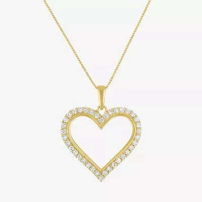 (H-I / I1) Womens 1/3 CT. T.W. Lab Grown Diamond 10K Gold Heart 18 Inch Pendant Necklace