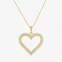 (H-I / I1) Womens 1/3 CT. T.W. Lab Grown Diamond 10K Gold Heart 18 Inch Pendant Necklace