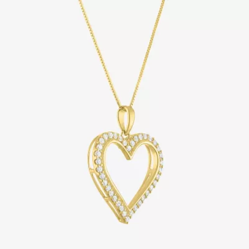 (H-I / I1) Womens 1/3 CT. T.W. Lab Grown Diamond 10K Gold Heart 18 Inch Pendant Necklace