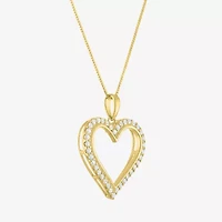 (H-I / I1) Womens 1/3 CT. T.W. Lab Grown Diamond 10K Gold Heart 18 Inch Pendant Necklace