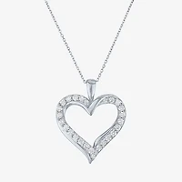 (G-H / Si2-I1) Womens 1/3 CT. T.W. Lab Grown White Diamond 10K White Gold Heart 18 Inch Pendant Necklace