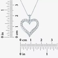 (G-H / Si2-I1) Womens 1/3 CT. T.W. Lab Grown White Diamond 10K White Gold Heart 18 Inch Pendant Necklace