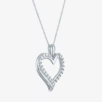 (G-H / Si2-I1) Womens 1/3 CT. T.W. Lab Grown White Diamond 10K White Gold Heart 18 Inch Pendant Necklace