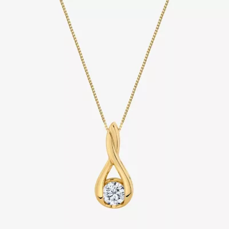 (I-J/Vs1-Vs2) Womens 1 CT. T.W. Lab Grown White Diamond 14K Gold 18 Inch Pendant Necklace