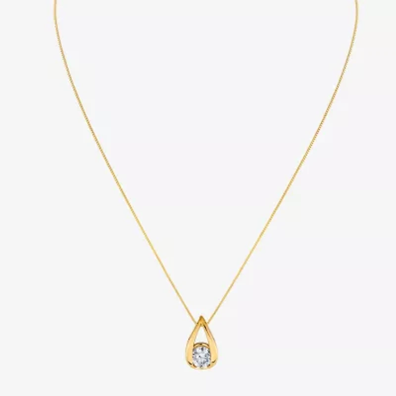(I-J/Vs1-Vs2) Womens 1 CT. T.W. Lab Grown White Diamond 14K Gold Pear 18 Inch Pendant Necklace