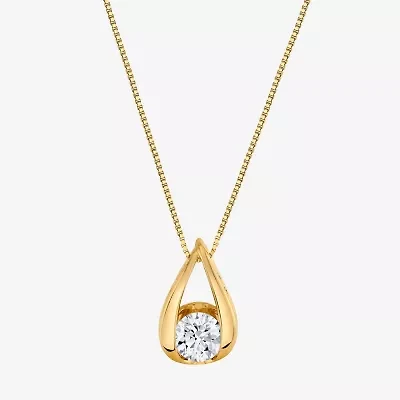 (I-J/Vs1-Vs2) Womens 1 CT. T.W. Lab Grown White Diamond 14K Gold Pear 18 Inch Pendant Necklace