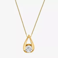 (I-J/Vs1-Vs2) Womens 1 CT. T.W. Lab Grown White Diamond 14K Gold Pear 18 Inch Pendant Necklace