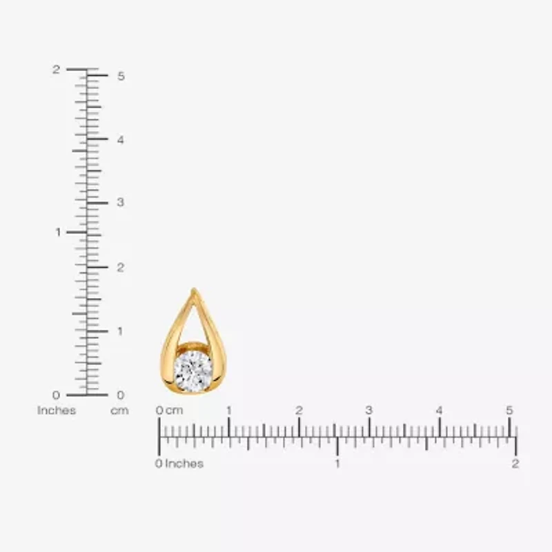 (I-J/Vs1-Vs2) Womens 1 CT. T.W. Lab Grown White Diamond 14K Gold Pear 18 Inch Pendant Necklace