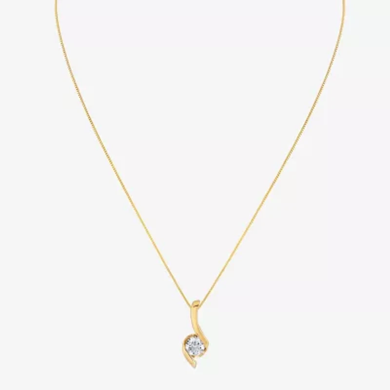 (I-J/Vs1-Vs2) Womens 1 CT. T.W. Lab Grown White Diamond 14K Gold 18 Inch Pendant Necklace