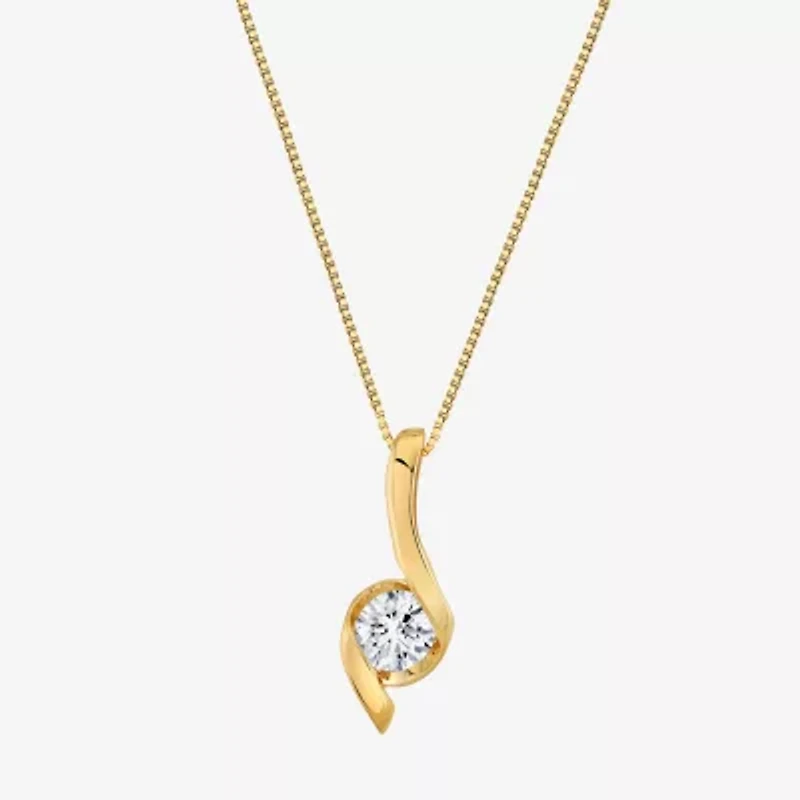 (I-J/Vs1-Vs2) Womens 1 CT. T.W. Lab Grown White Diamond 14K Gold 18 Inch Pendant Necklace