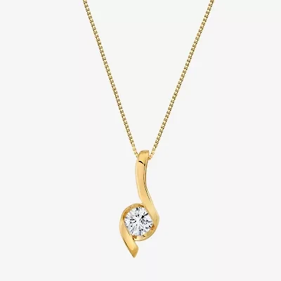 (I-J/Vs1-Vs2) Womens 1 CT. T.W. Lab Grown White Diamond 14K Gold 18 Inch Pendant Necklace