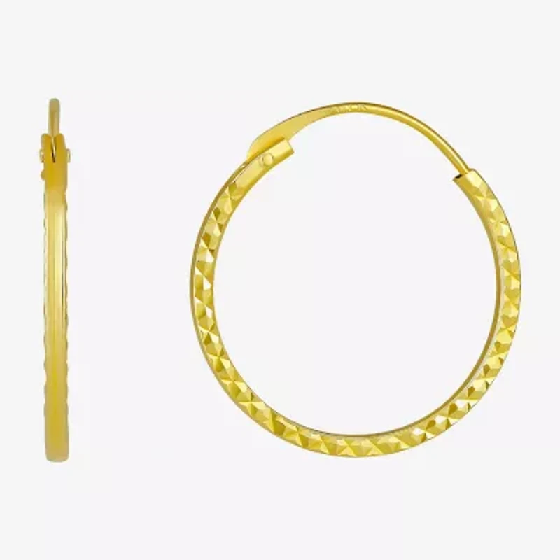 Womens 14K Gold 15mm Hoop Earrings