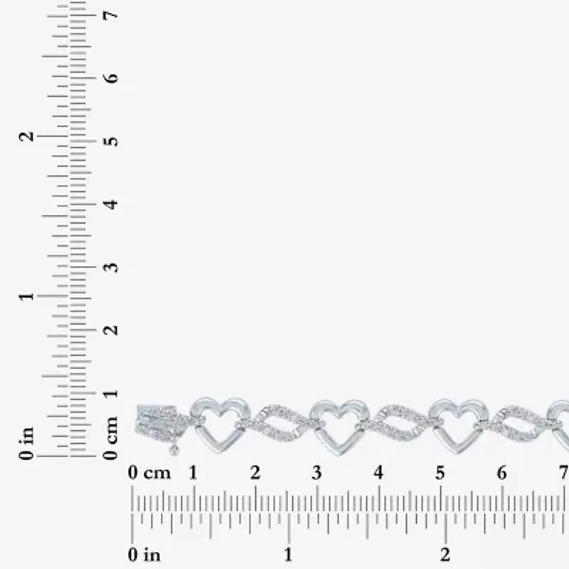 1/10 CT. TW. Diamond Sterling Silver Heart Tennis Bracelet