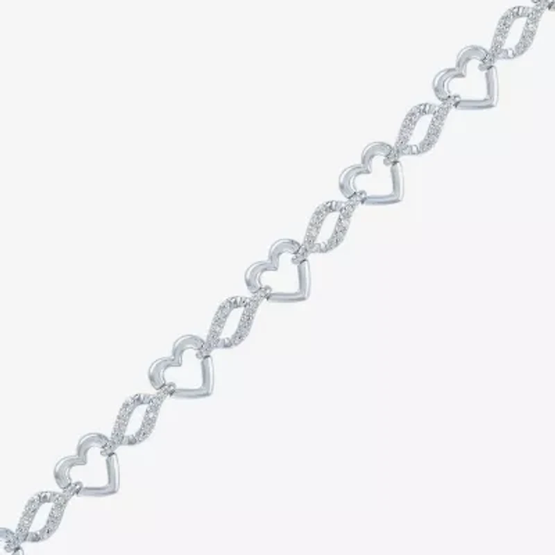 1/10 CT. TW. Diamond Sterling Silver Heart Tennis Bracelet
