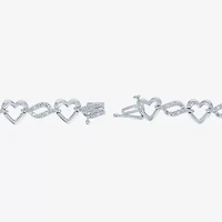 G-H / Si2-I1 Womens Sterling Silver 7.5 Inch Heart Chain Bracelet