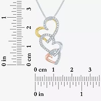 G-H / Si2-I1 Womens 1/10 CT. T.W. Lab Grown White Diamond 14K Tri-Color Gold Over Silver Heart 18 Inch Pendant Necklace