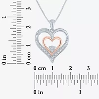 G-H / Si2-I1 Womens 1/10 CT. T.W. Lab Grown White Diamond 14K Rose Gold Over Silver Heart 18 Inch Pendant Necklace