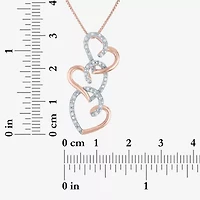 Womens 1/10 CT. T.W. Natural White Diamond 14K Rose Gold Over Silver Heart 18 Inch Pendant Necklace