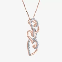 Womens 1/10 CT. T.W. Natural White Diamond 14K Rose Gold Over Silver Heart 18 Inch Pendant Necklace