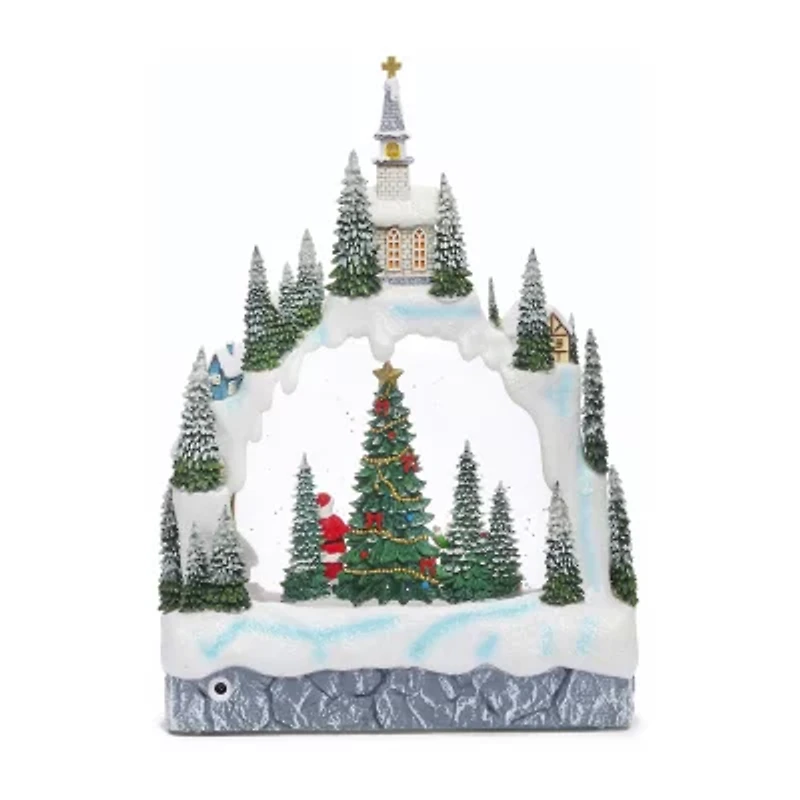 Roman 11.25in Lighted Swirl Village Christmas Tabletop Decor