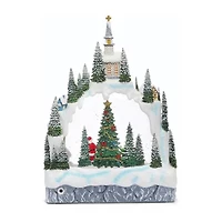 Roman 11.25in Lighted Swirl Village Christmas Tabletop Decor