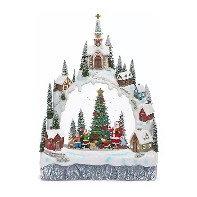 Roman 11.25in Lighted Swirl Village Christmas Tabletop Decor