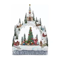 Roman 11.25in Lighted Swirl Village Christmas Tabletop Decor