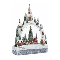 Roman 11.25in Lighted Swirl Village Christmas Tabletop Decor