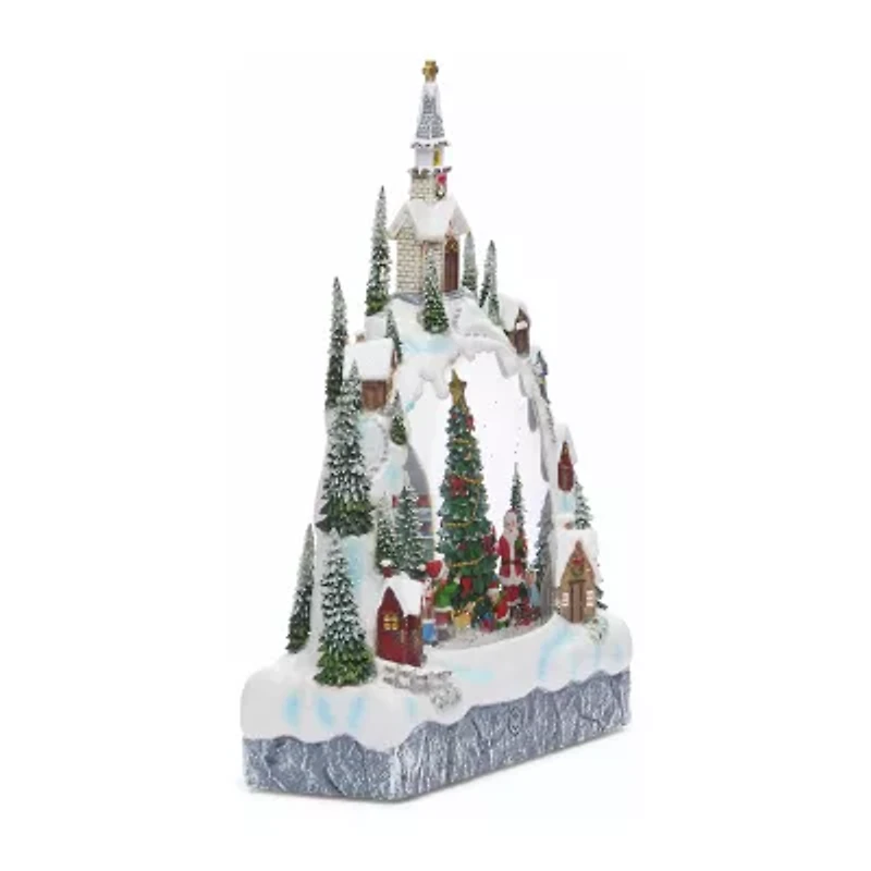 Roman 11.25in Lighted Swirl Village Christmas Tabletop Decor