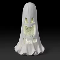 Roman 12"H Lighted Boo Ghost With Swirling Bats Halloween Tabletop Decor