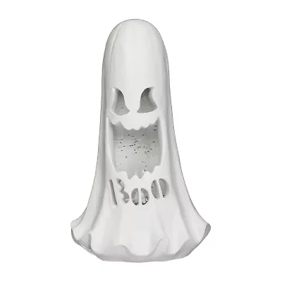 Roman 12"H Lighted Boo Ghost With Swirling Bats Halloween Tabletop Decor