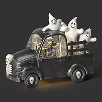 Roman 7"H Lighted Swirl Witch Truck With Ghosts Halloween Tabletop Decor