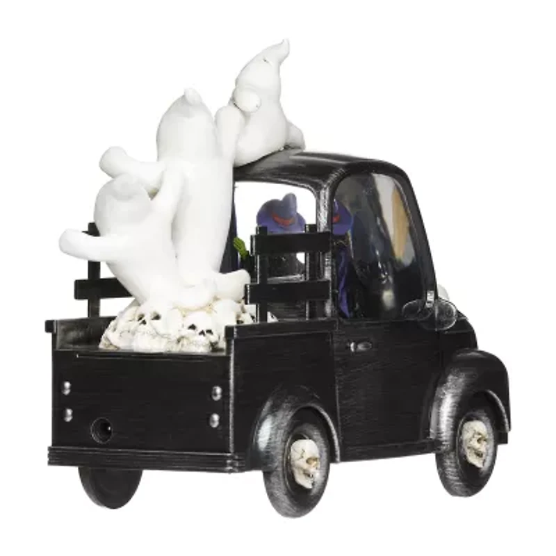 Roman 7"H Lighted Swirl Witch Truck With Ghosts Halloween Tabletop Decor