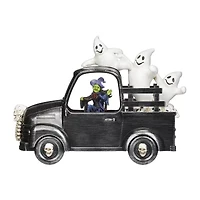 Roman 7"H Lighted Swirl Witch Truck With Ghosts Halloween Tabletop Decor